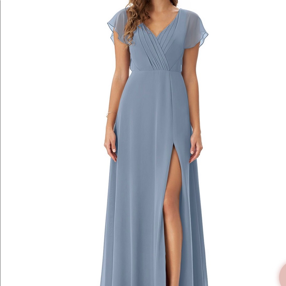 Azazie Rylee Dusty Blue Bridesmaid Dress
